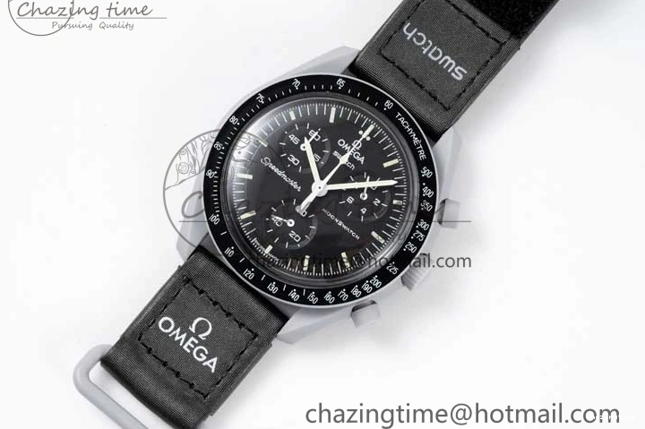 0128 Speedmaster Misson To The Moon 1:1 Best Edition Black Dial On Nylon Strap Quartz UrbanChic 7856